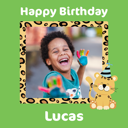 Picture of 0117032303 Kids Birthday Leopard Custom Name